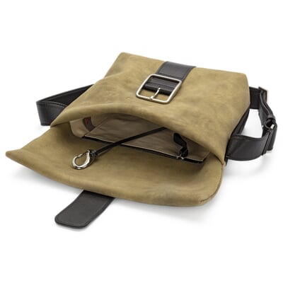Damen-Schultertasche Hirschleder, Oliv