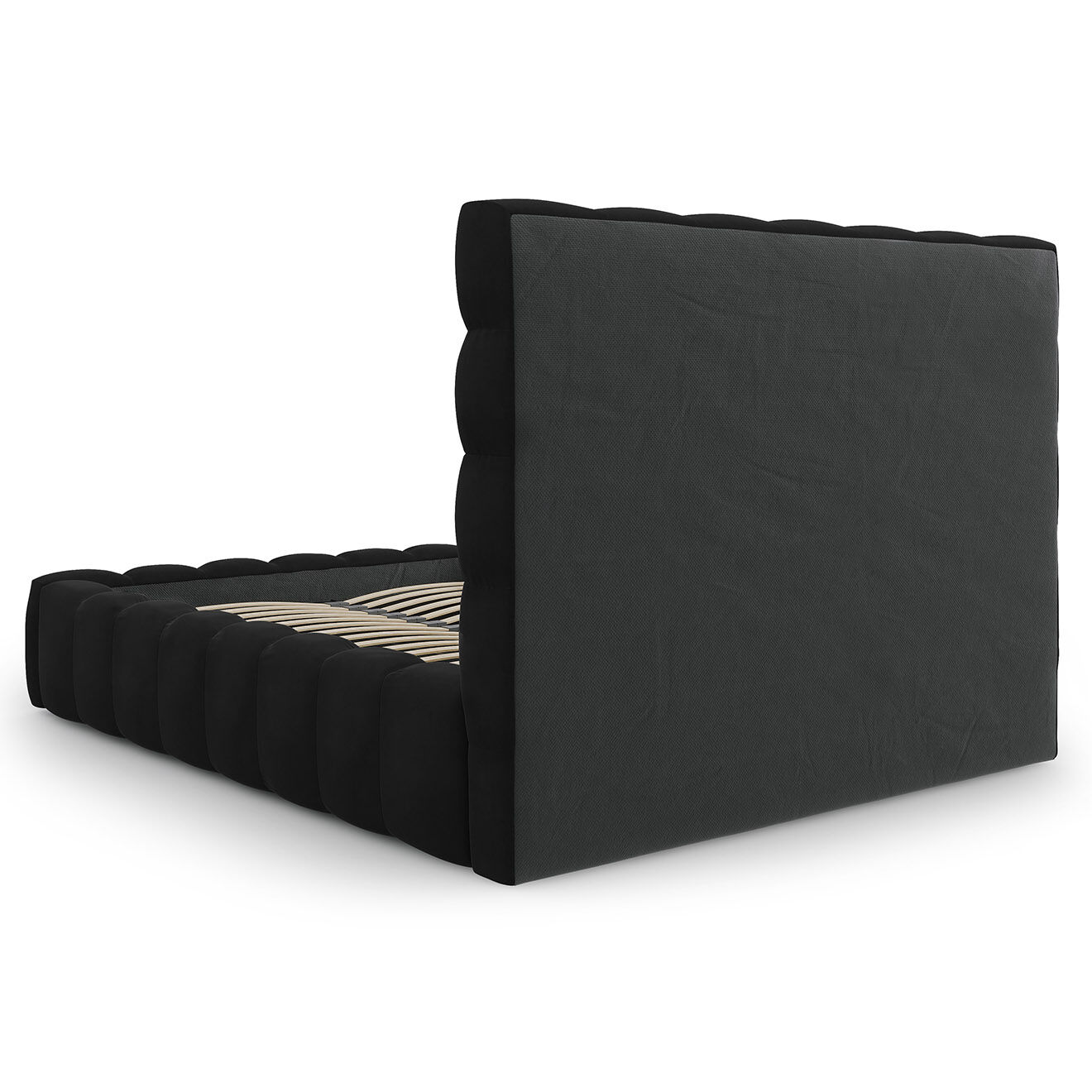 Cosmopolitan Design Lit avec coffre de rangement Bali Velours noir - 140x200 cm