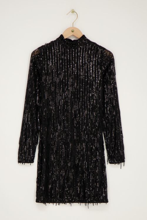 Zwarte jurk met pailletten & open rug