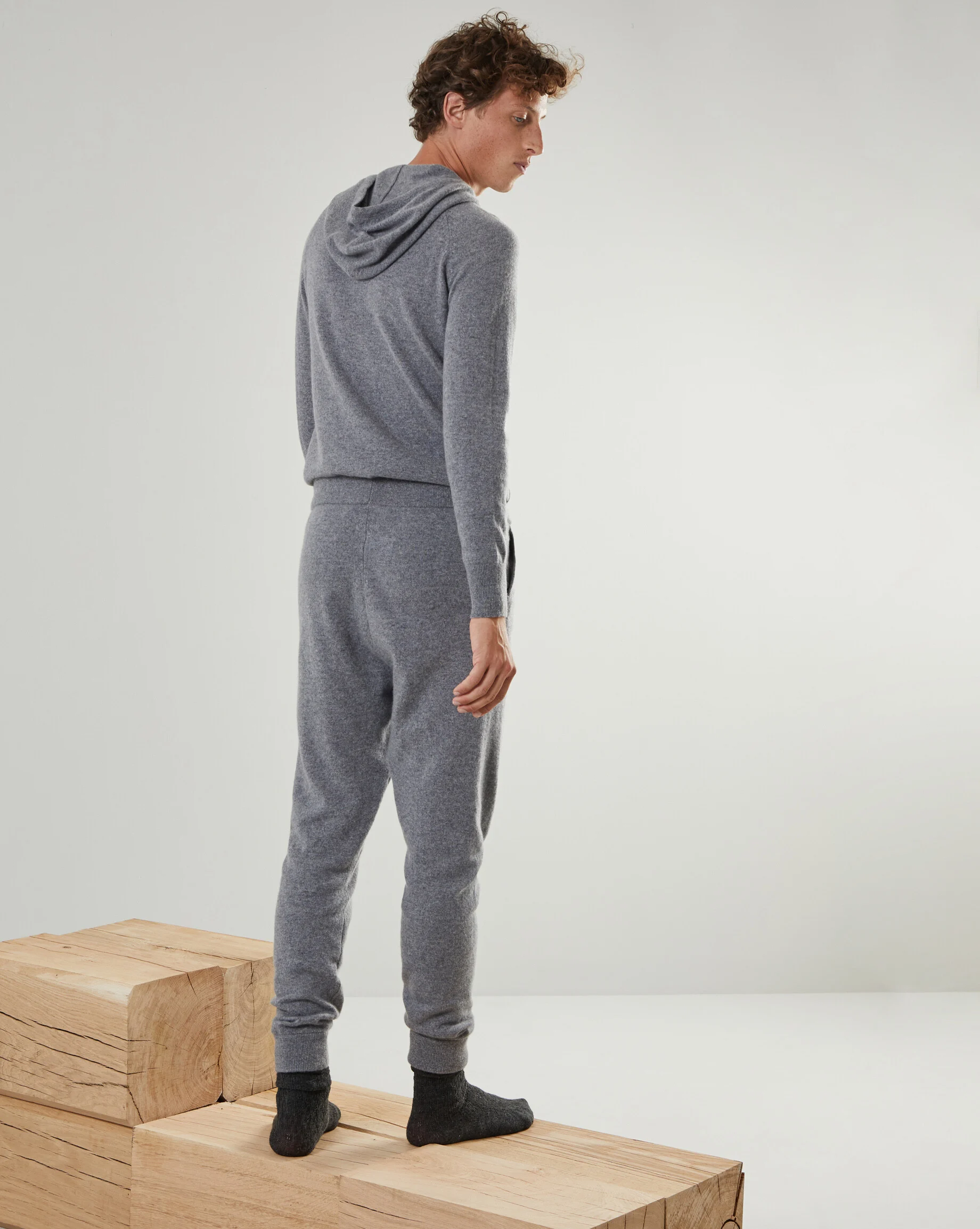 Pantalon jogging homme en cachemire 2 fils | Gris