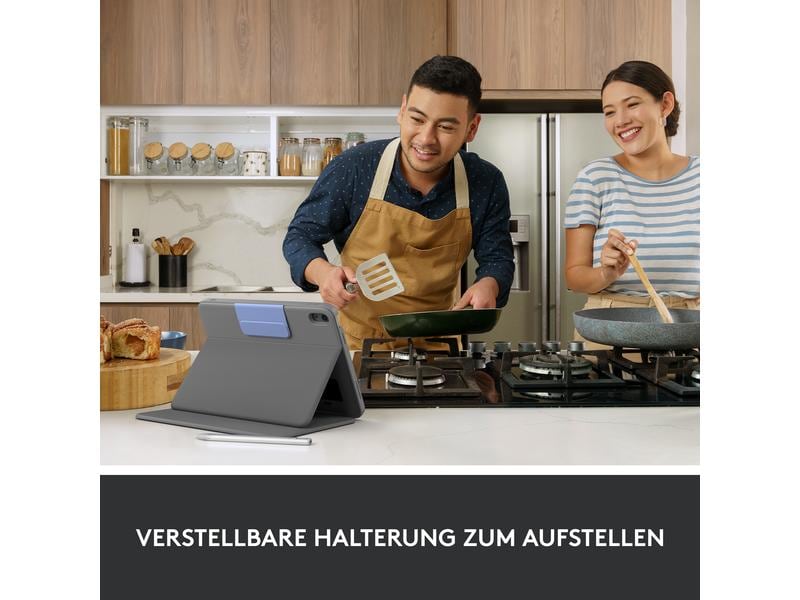 Logitech Tablet Tastatur Cover Rugged Folio iPad (10. Gen, Schutzhülle mit integrierter Tastatur für Apple iPad 10.9