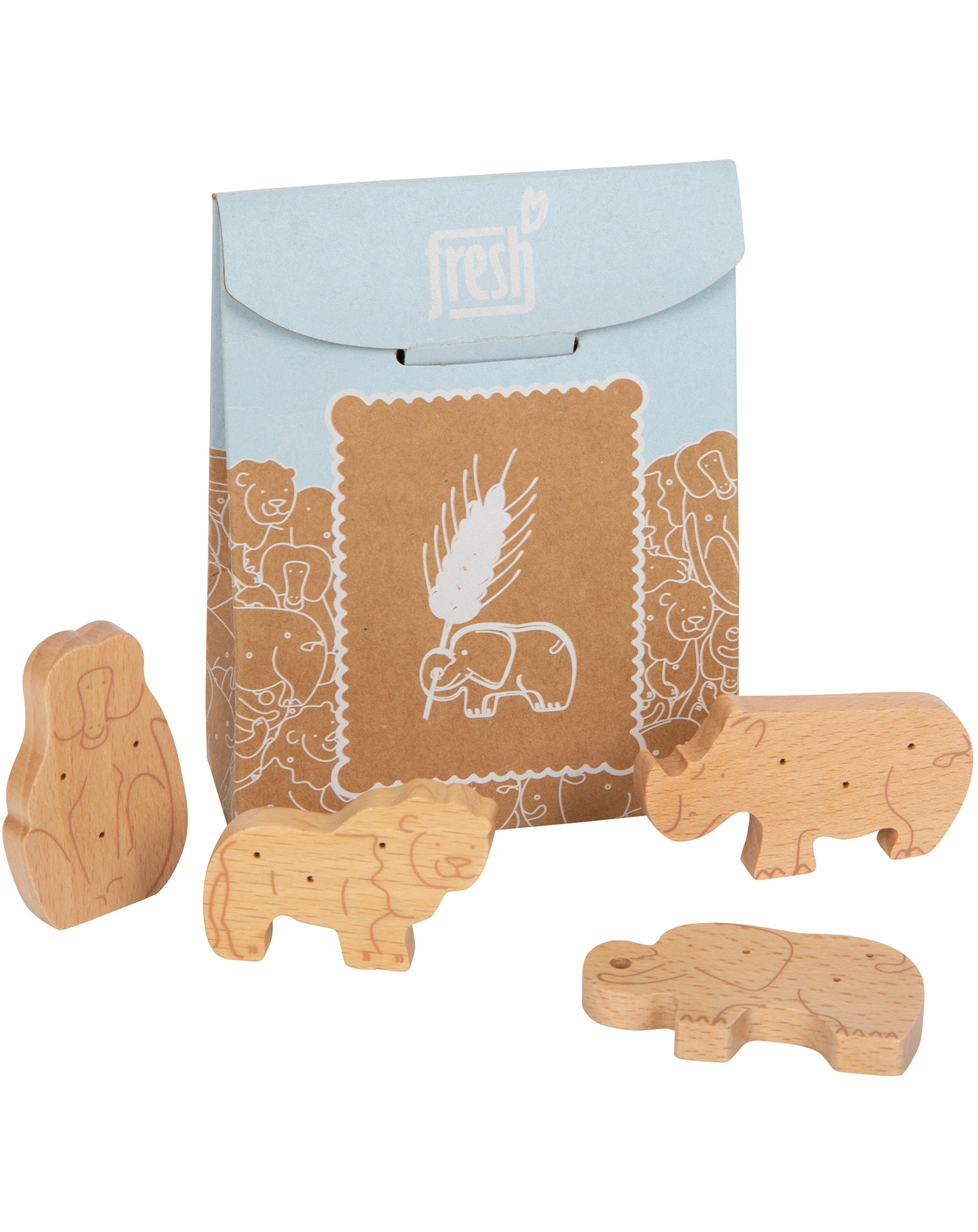 Kaufladen-Zubehör FRESH - TIERKEKSE aus Holz 8-teilig