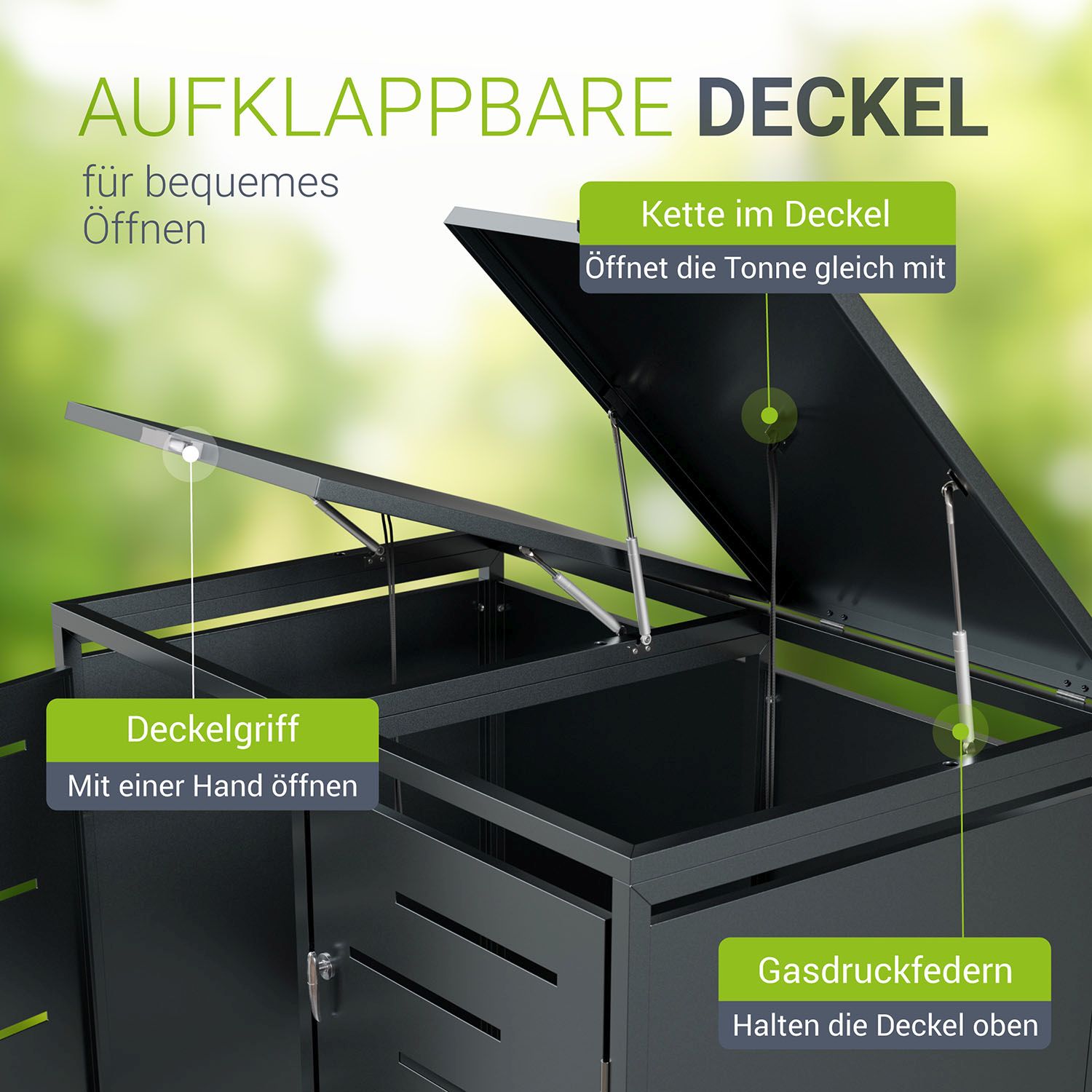 Juskys Mülltonnenbox Arel 2er - Metall Gartenbox für Mülltonnen - Aufbewahrungsbox Anthrazit