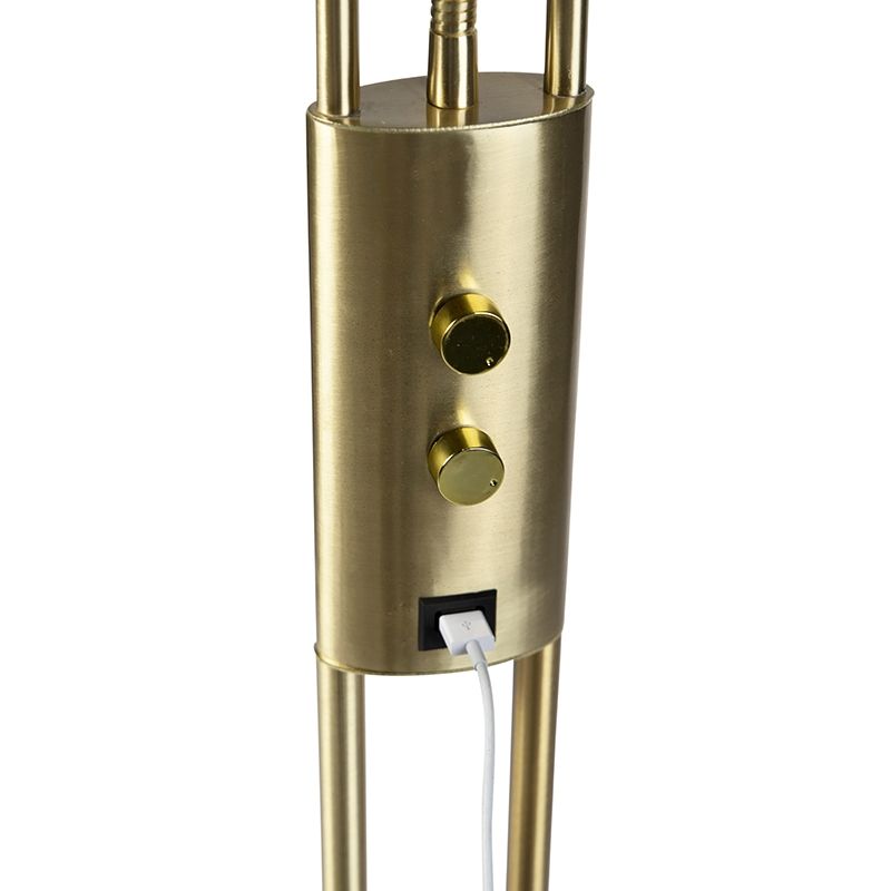 Vloerlamp goud met leesarm incl. LED en USB-poort - Sevilla