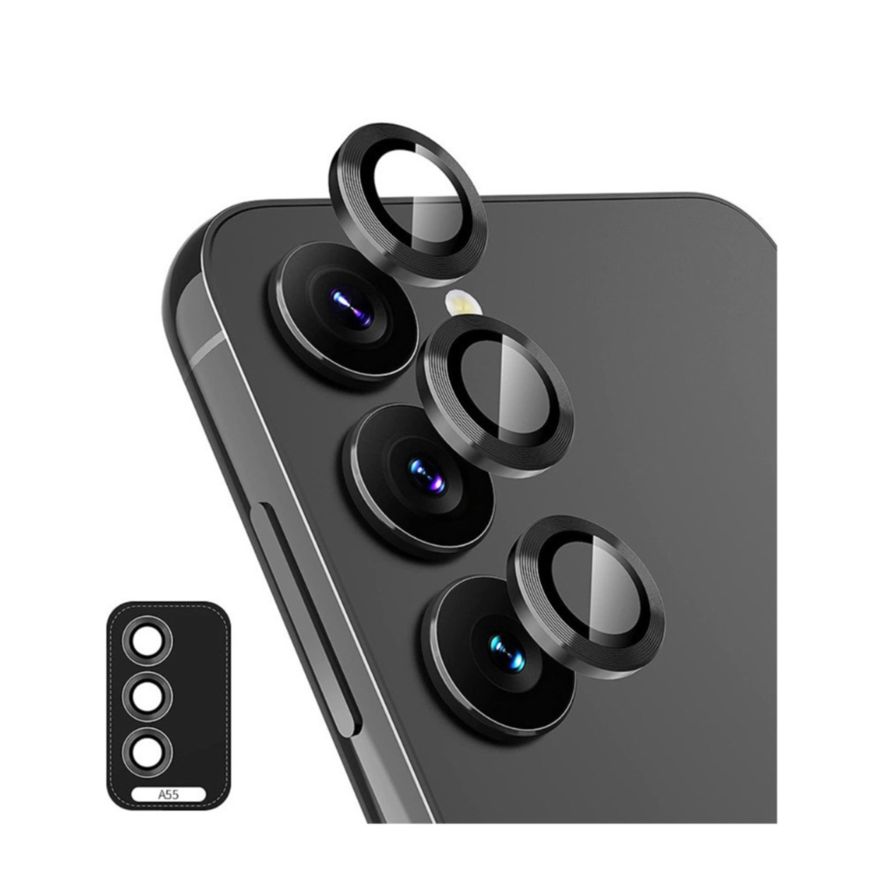 Samsung Galaxy A55 Kameraschutz Objektiv Ring Protector Abdeckung - Schwarz