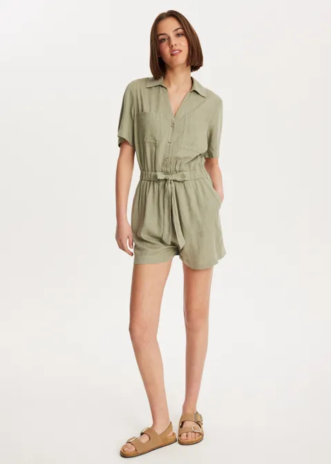 Linnen mix playsuit groen (GRN.O)