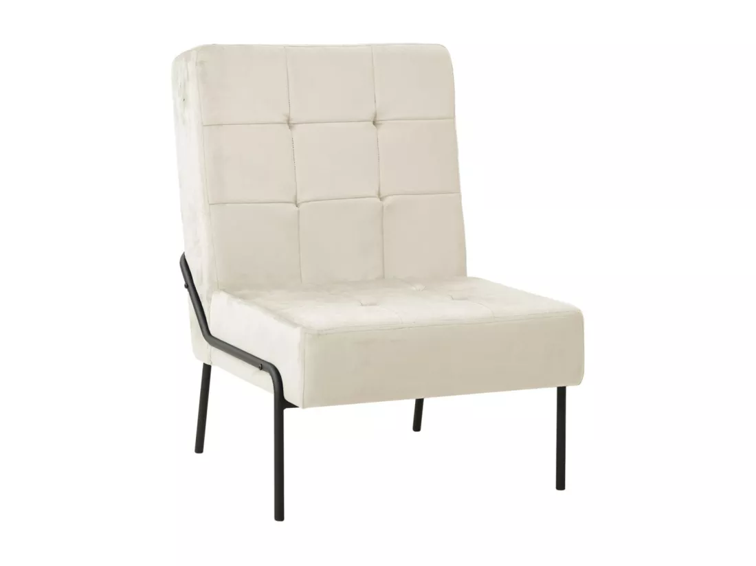 Chaise de relaxation 65x79x87 cm Blanc crème Velours