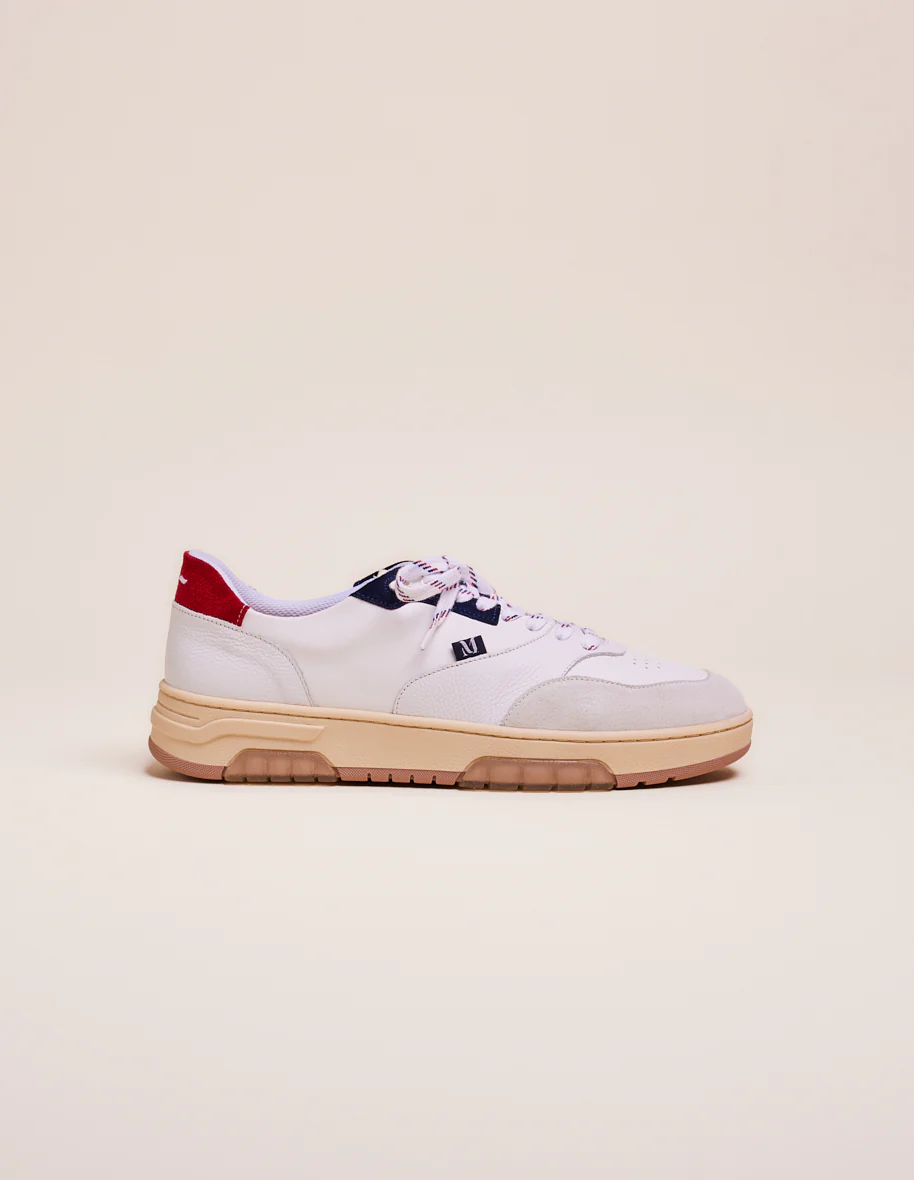 Baskets basses Albert - Blanc marine rouge
