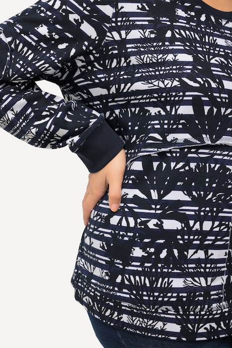 Sweatshirt, offene Kanten, Rundhals, Langarm