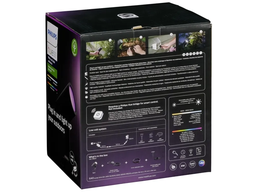 Philips Hue White Color Ambiance Lily udendørs 1 x Spot - Base Kit