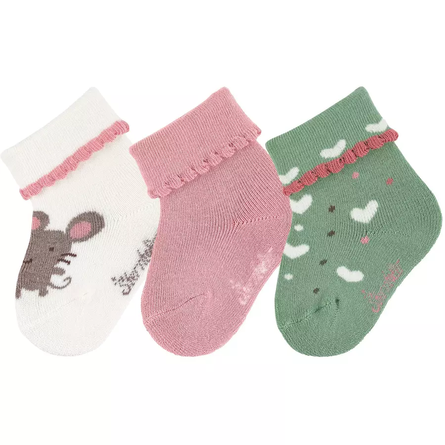Sterntaler Baby-Söckchen 3er-Pack Maus ecru