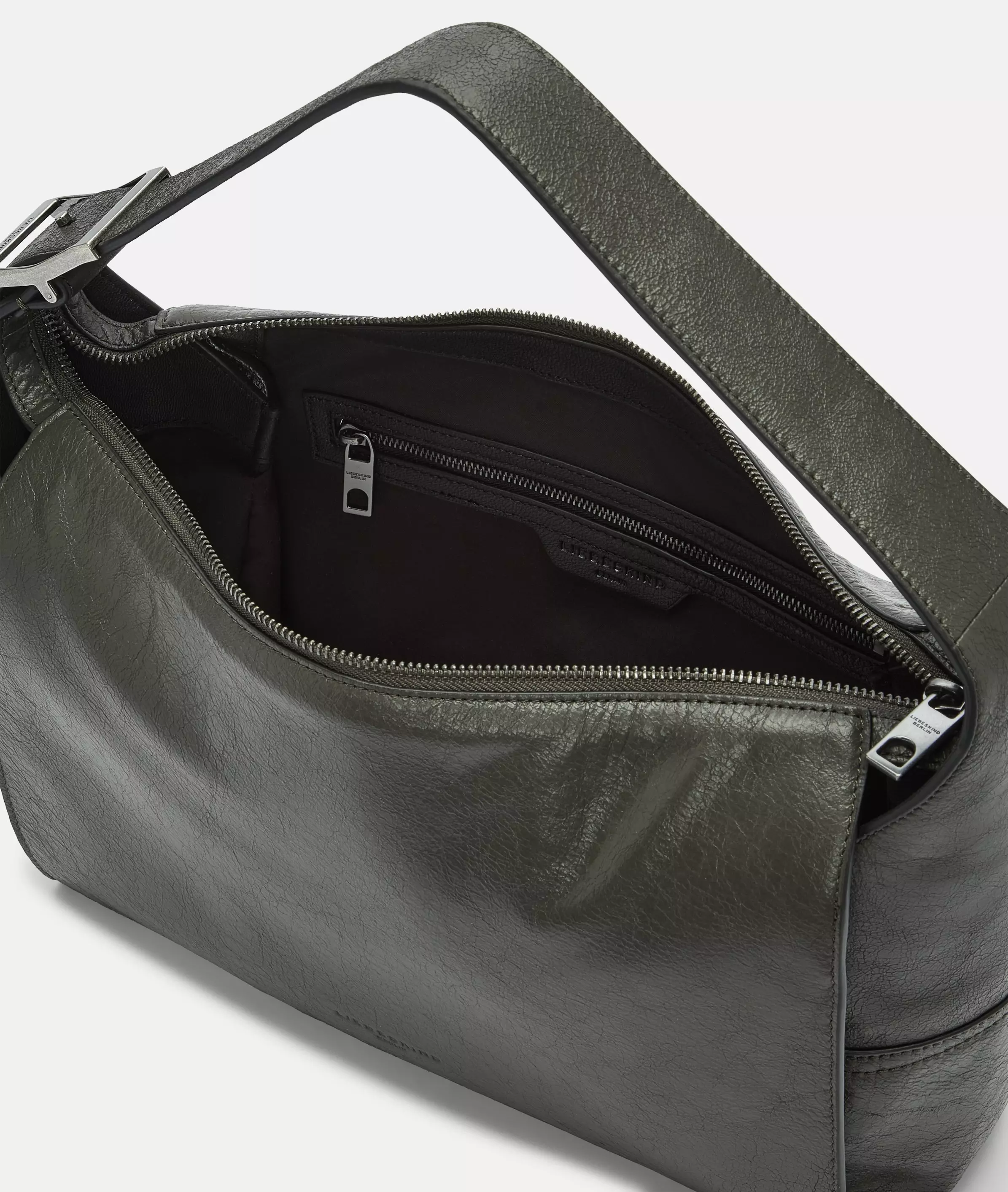 Lou Hobo M Spacious leather hobo bag with breaking effect