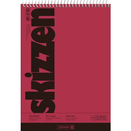 BRUNNEN Skizzenblock, rot, 110g/m², ca. 17 x 24cm, 50 Blatt