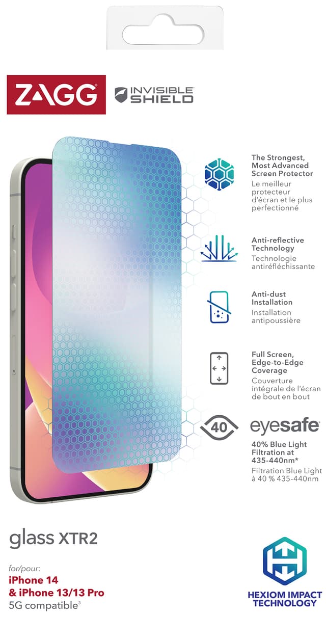 ZAGG InvisibleShield iPhone 13/iPhone 13 Pro/iPhone 14 Skærmbeskytter Glass XTR2