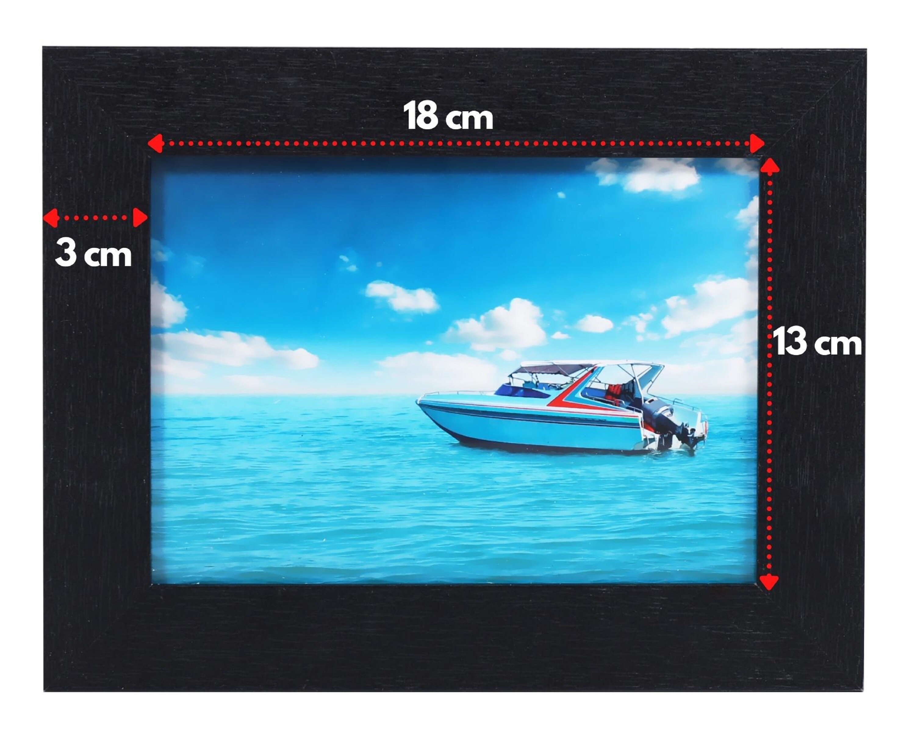 Ecosa Bilderrahmen 13x18cm Echtglas MDF Wandhalterung schwarz