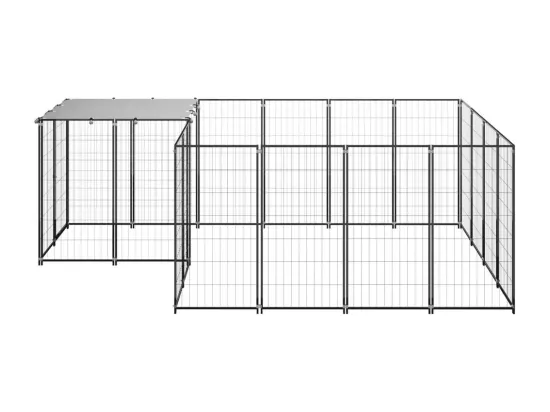 Chenil extérieur cage enclos noire 330 x 220 x 110 cm 02_0000547