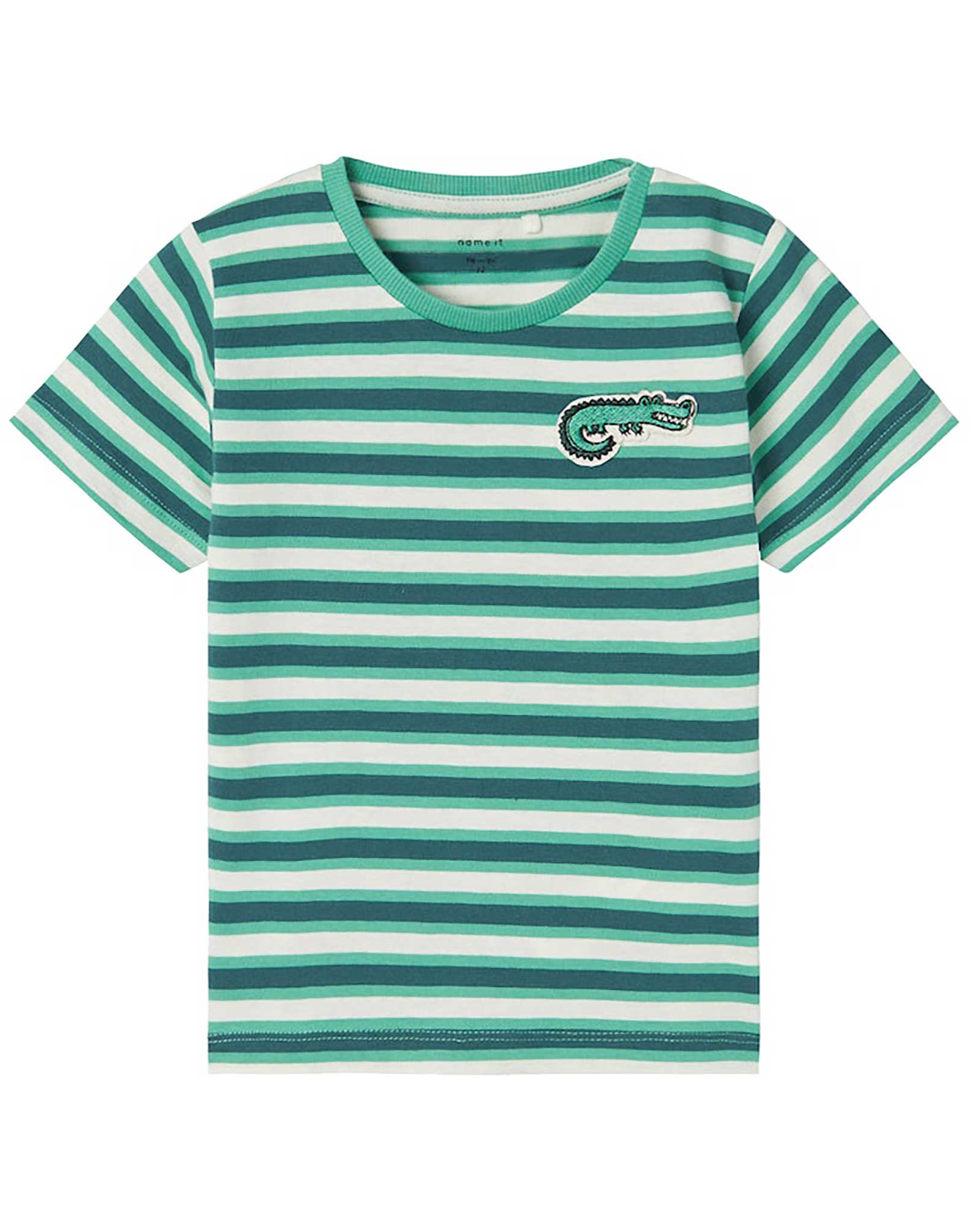 T-Shirt NMMDIKE CROCO gestreift in green spruce