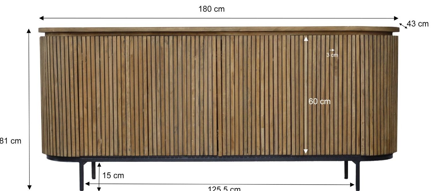 Dressoir Lausanne B180 x D43 x H80 cm