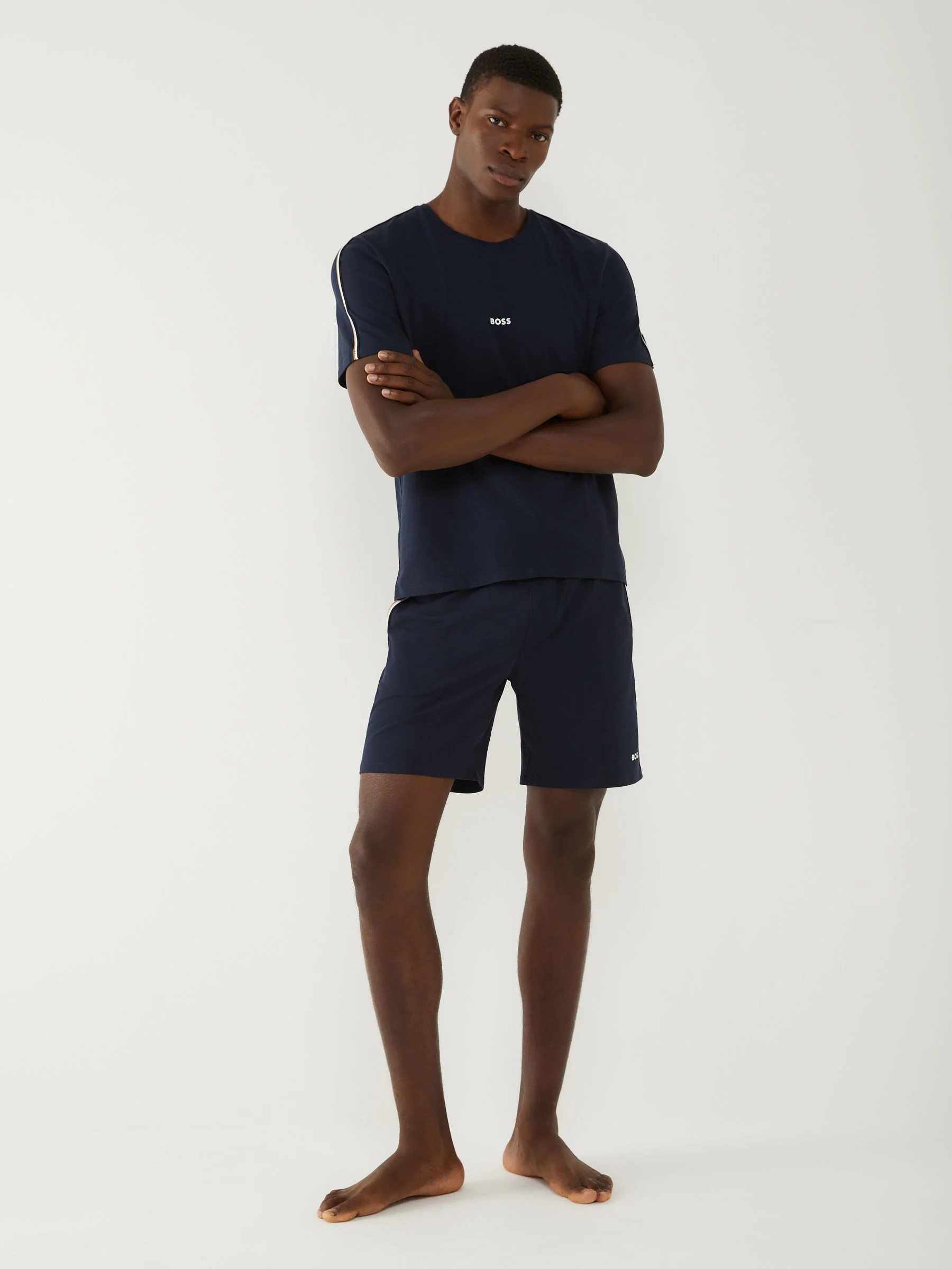 Blauw - BOSS Unique short met logo