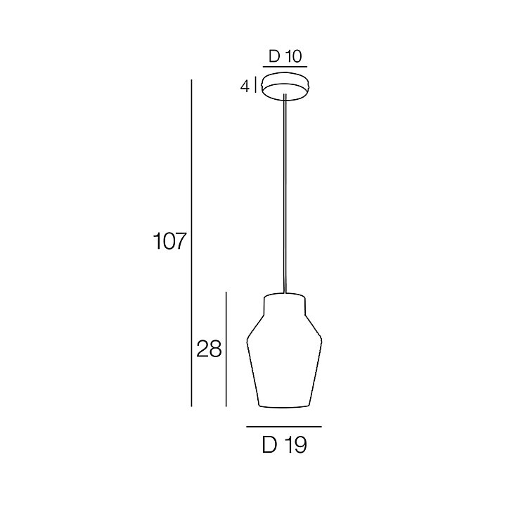 Suspension Acerola verre sculpté IP20 E27 60W H.28 x Ø19 cm fumé Corep