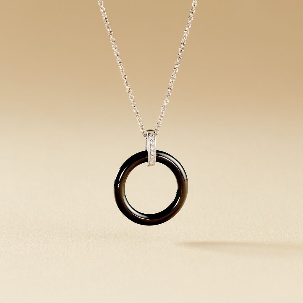 Collier Natacha Cera Argent Blanc Céramique Et Oxyde De Zirconium