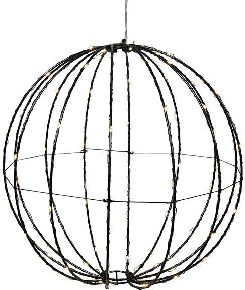 Svenska Living - LED Bal - Zwart - 28 cm - Met Timer - IP44 - 80 Gouden LED