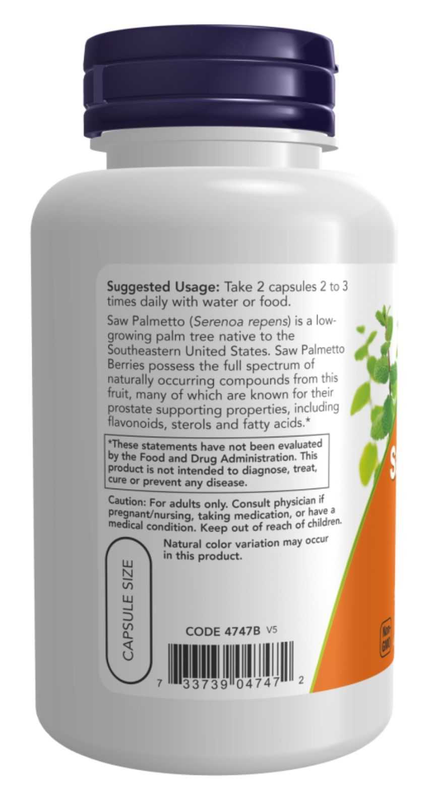 NOW Foods Frutos de Palmeira Anã 550 mg 100 Cápsulas