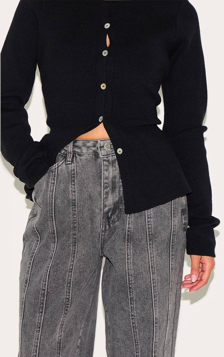 Gris Jean En Denim Petite Avec Détails De Coutures Et Bretelles Ajustables