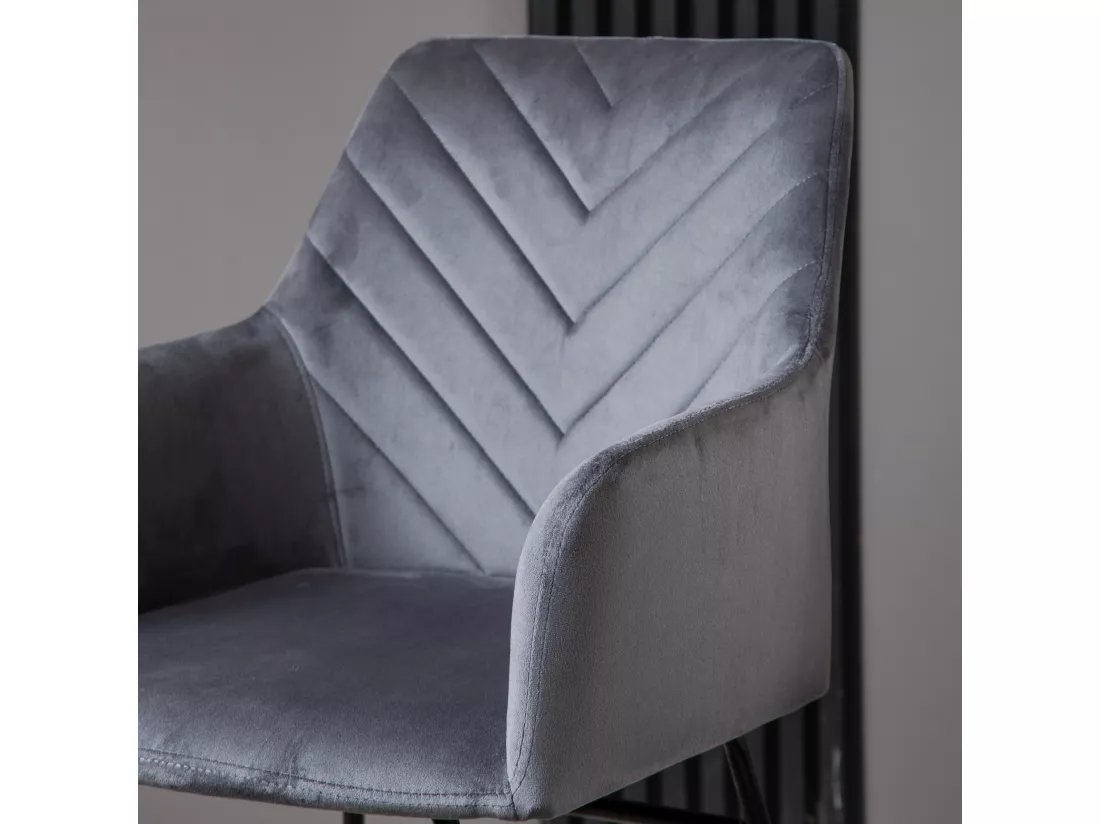 Chaise à bascule avec repose-pieds - 56.5 x 44 x 84 cm - Velours, boid d'évéa et métal - Gris