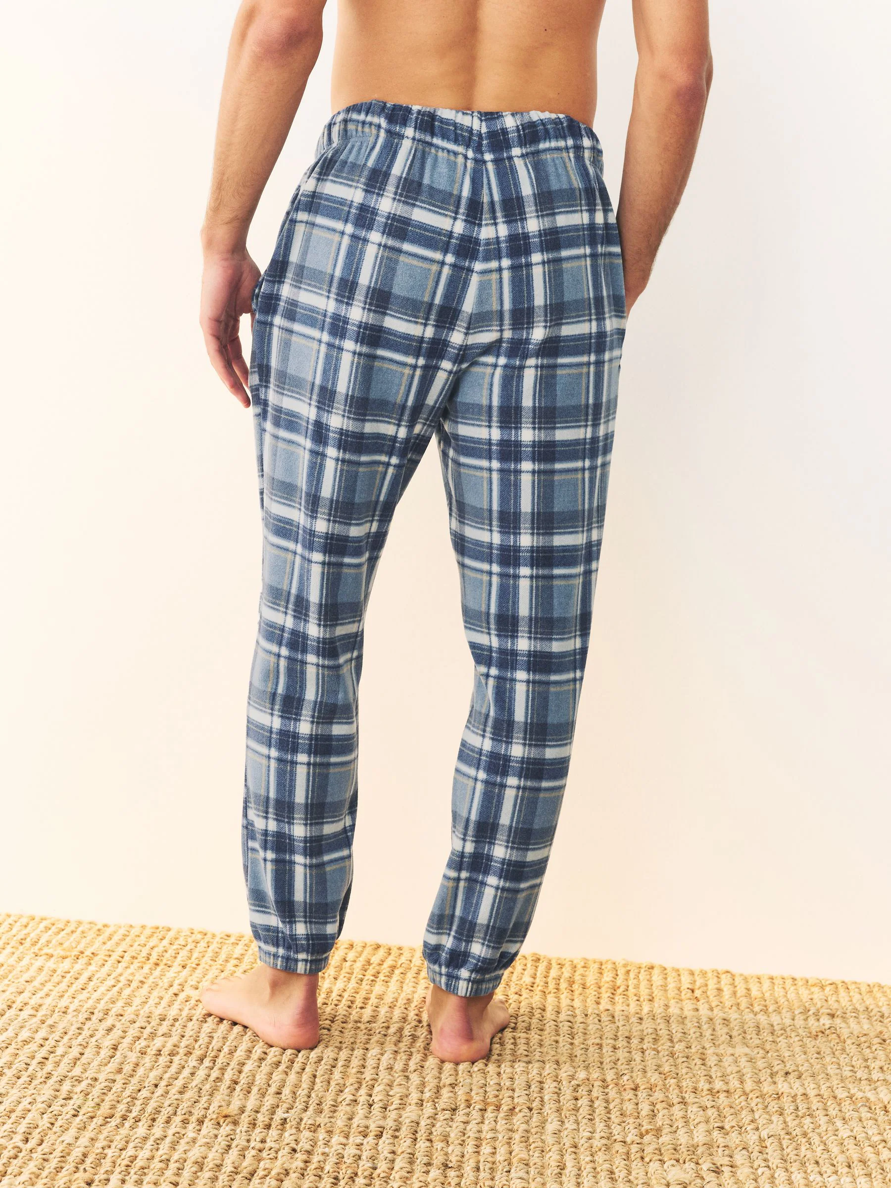 Donkerblauw - Thermische fleece pyjama's met ruit