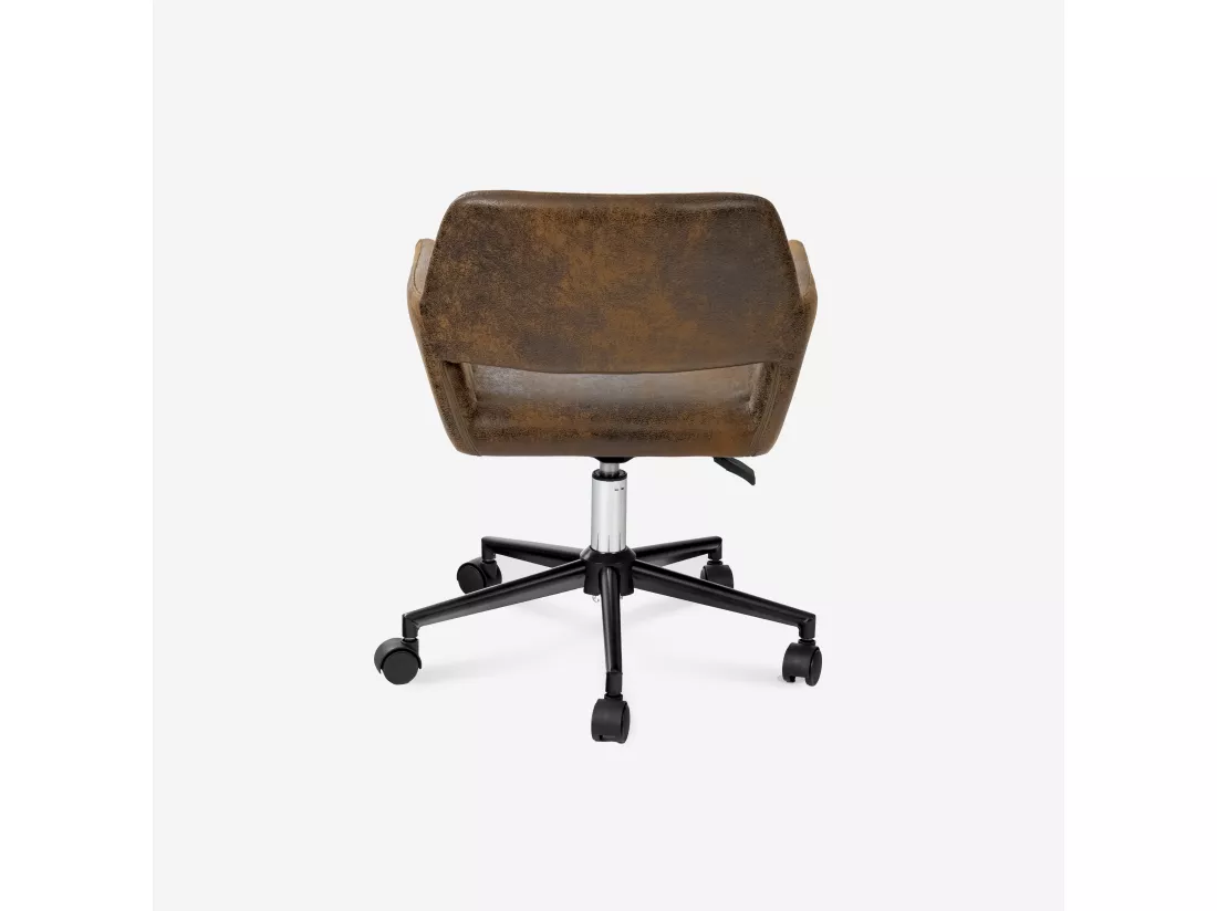 Chaise de bureau rétro-daim-hauteur réglable-avec roulettes-convient au coin bureau, chambre à coucher-marron