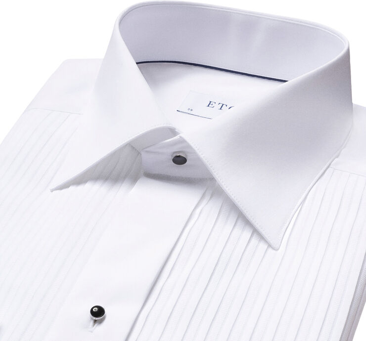 ETON Plissé black tie shirt - Slim Fit Hvid