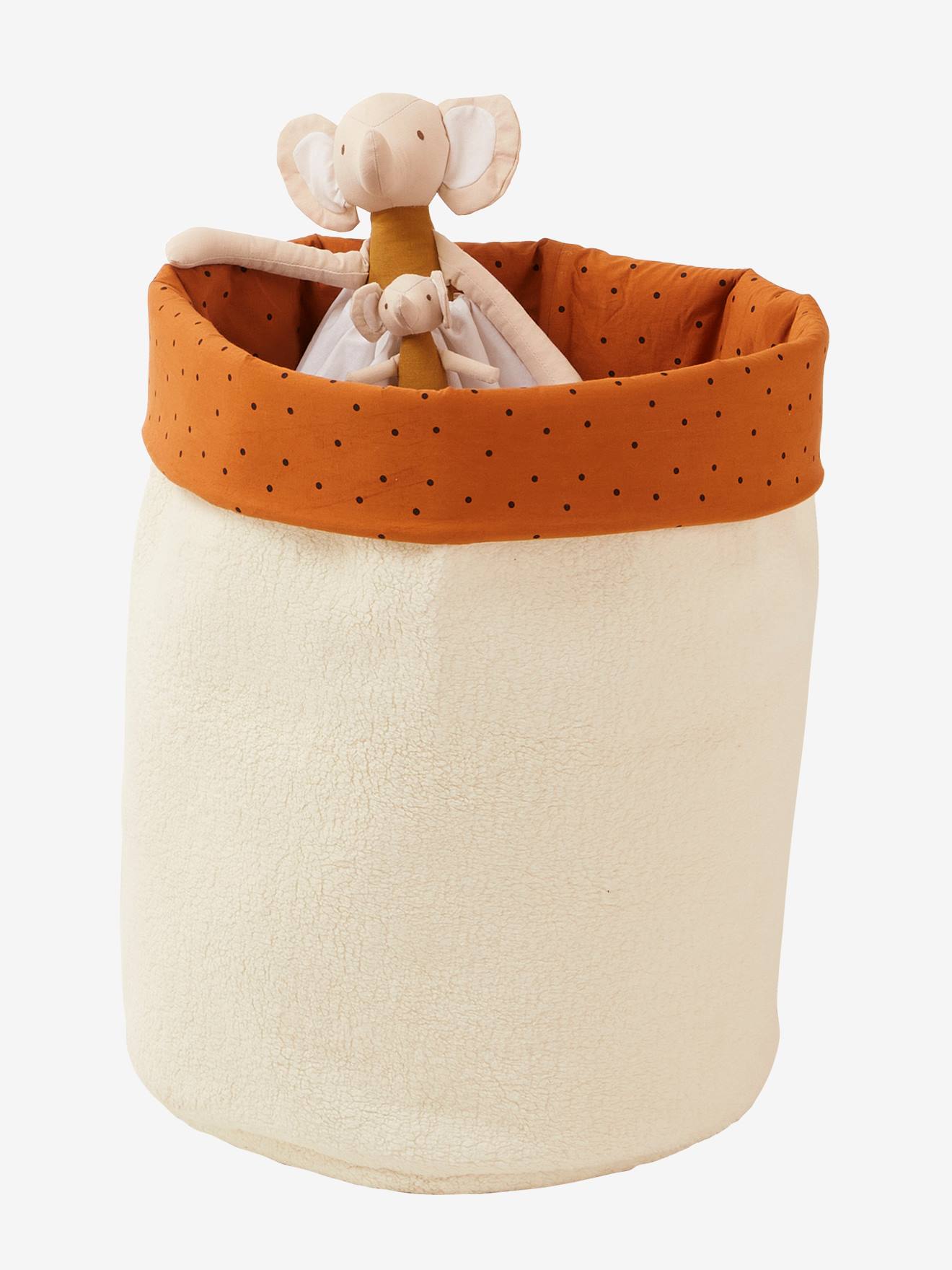 Cesta reversível tamanho XL feita de cabelo sintético cacheado branco médio, bicolor/multicolorida