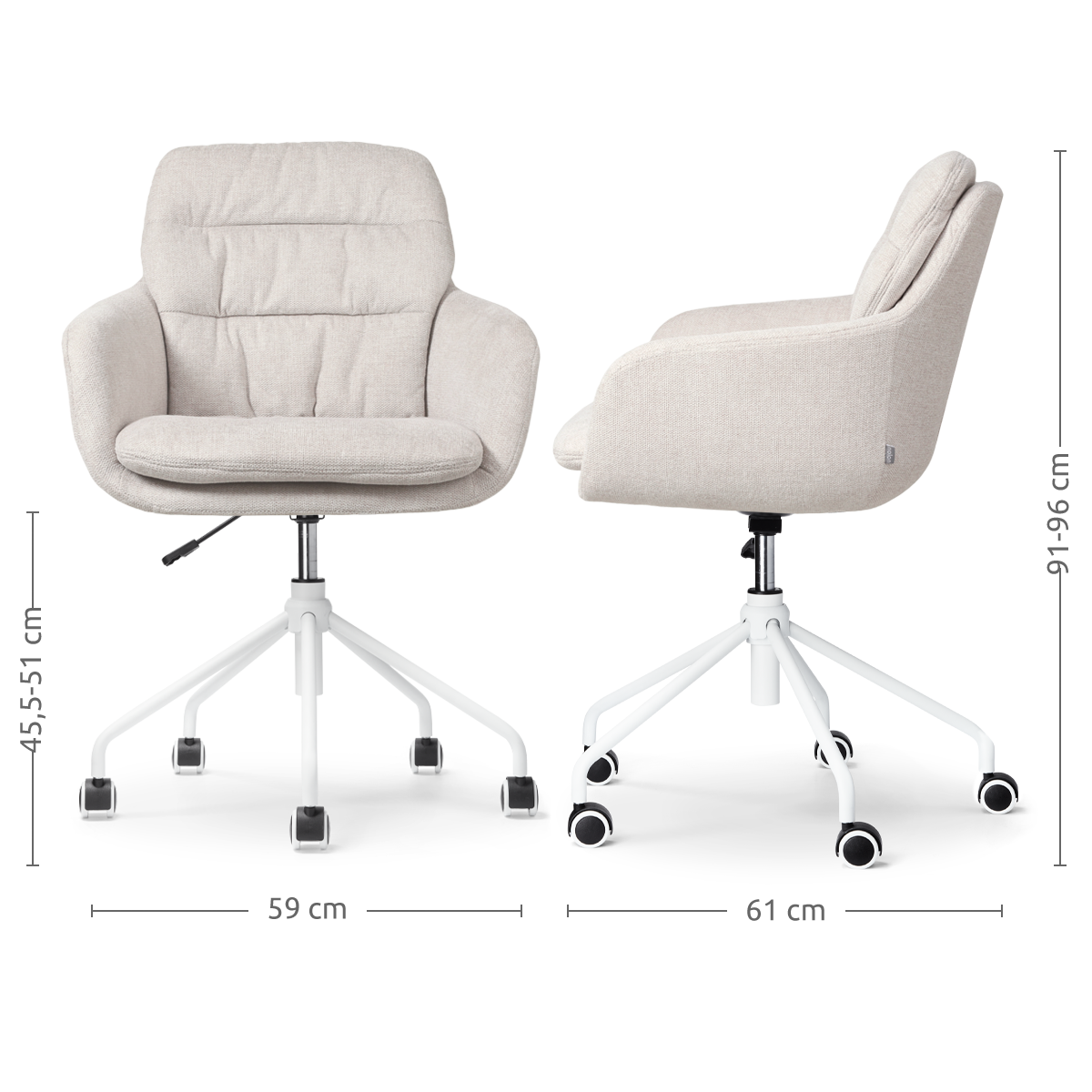 Bureaustoel Nout-Mia beige - wit onderstel