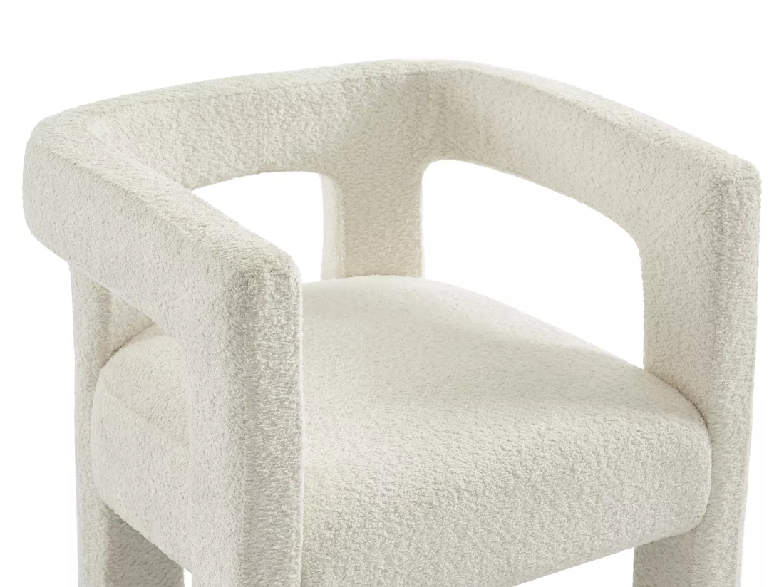 Chaise avec accoudoirs en tissu bouclette et métal - Blanc - SOFANA de Pascal MORABITO
