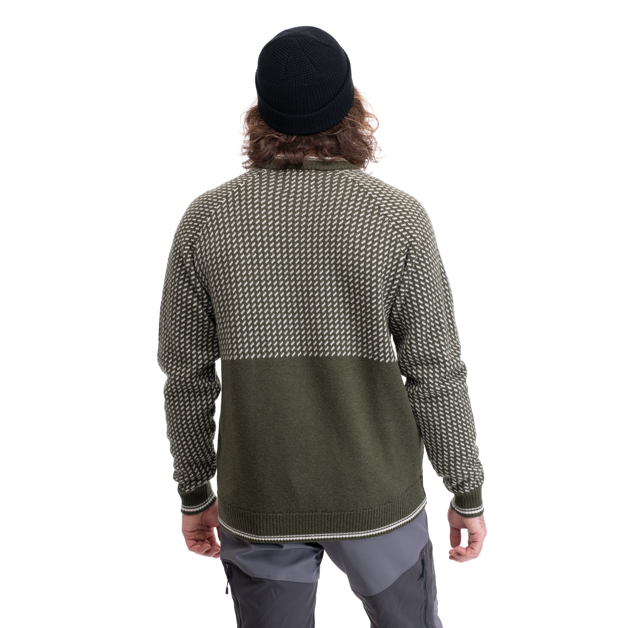 Alvdal Wool Jumper Herre Dark Olive Green/Vanilla White