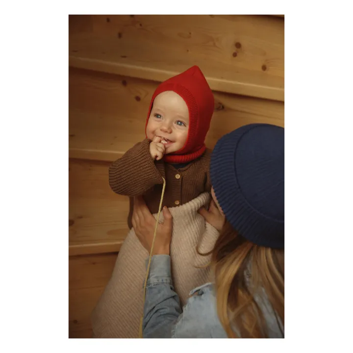 Hvid Cagoule Eddy Laine Mérinos | Rouge