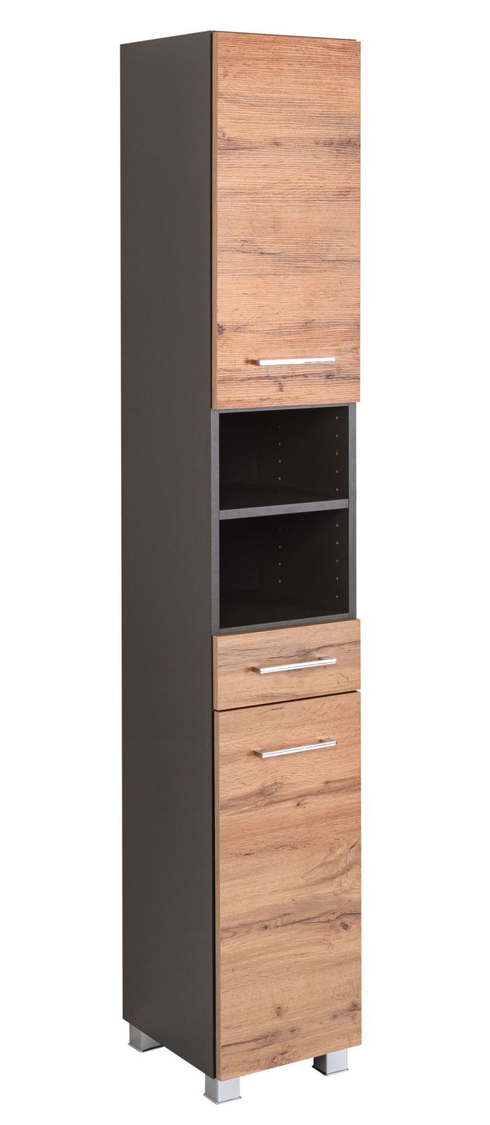 Seitenschrank PARIS - Wotaneiche - grafitgrau - 185 cm hoch