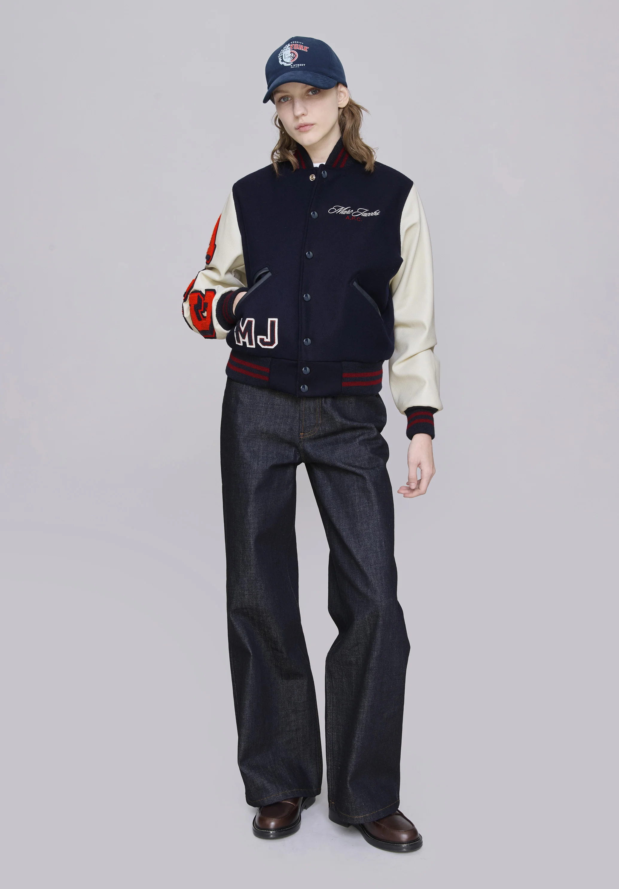 A.P.C. x Marc Jacobs. The Varsity Jacket - Dark navy/blanc casse
