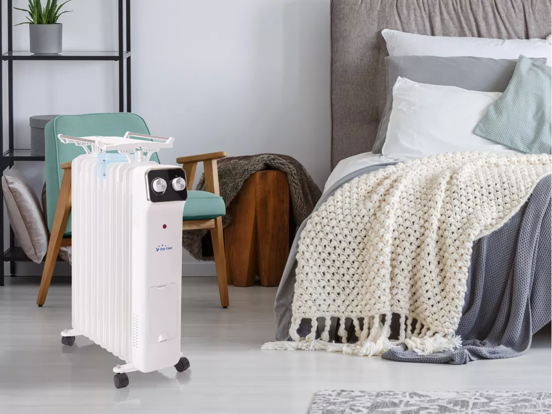 Radiateur d'huile blanc avec réservoir d'humidification