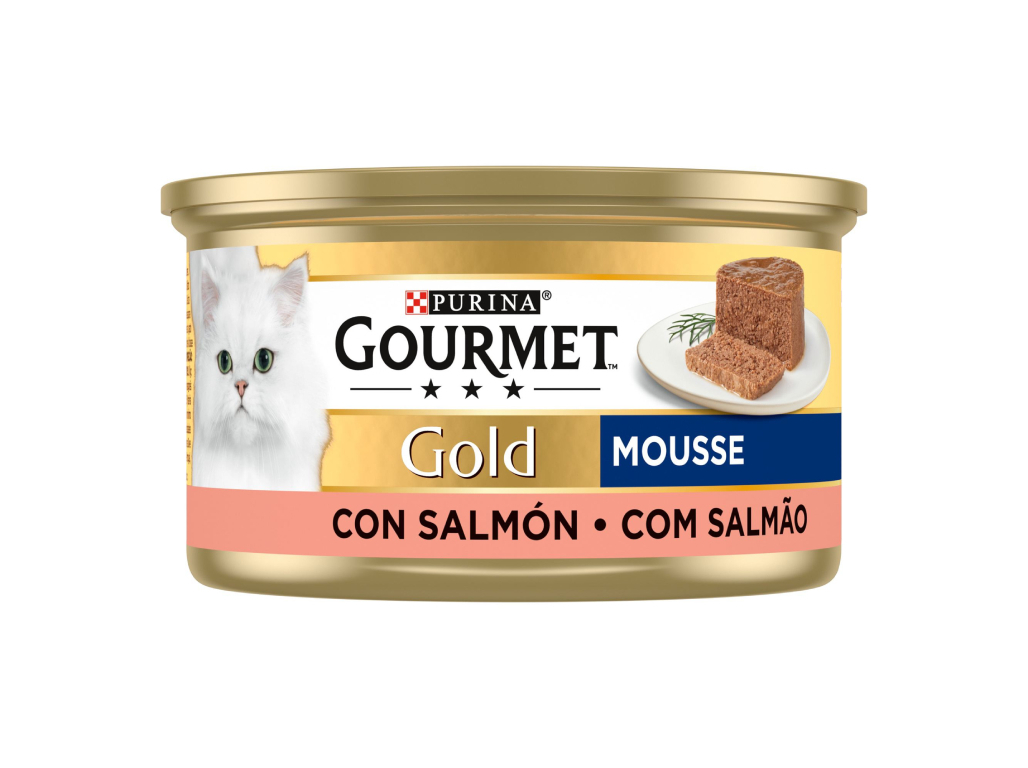 COMIDA HÚMIDA PARA GATO GOURMET GOLD MOUSSE COM SALMÃO 85G