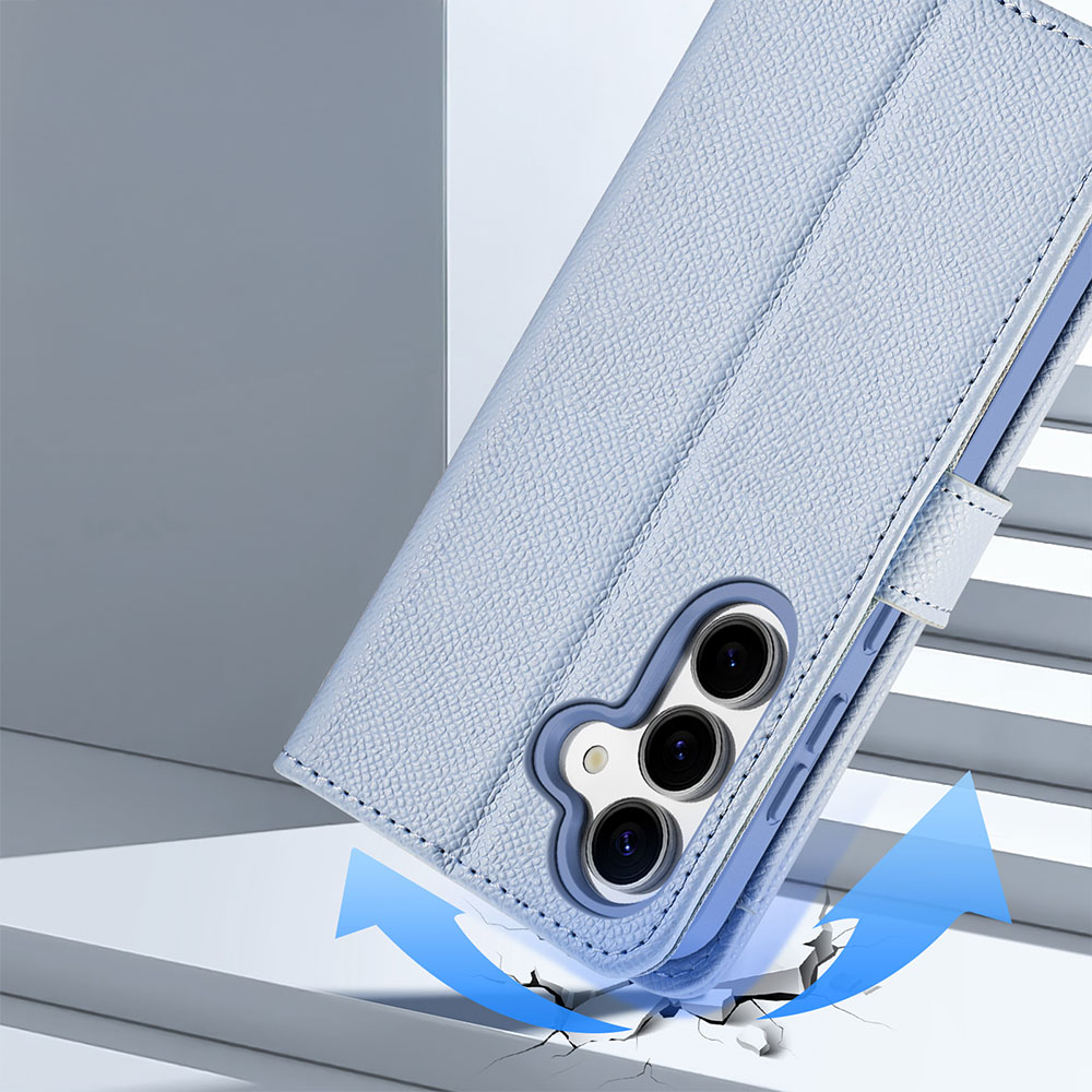 Samsung Galaxy S25 Leder Tasche mit Kartenfächer   Münzfach   Magnetische Schutzhülle - Blau