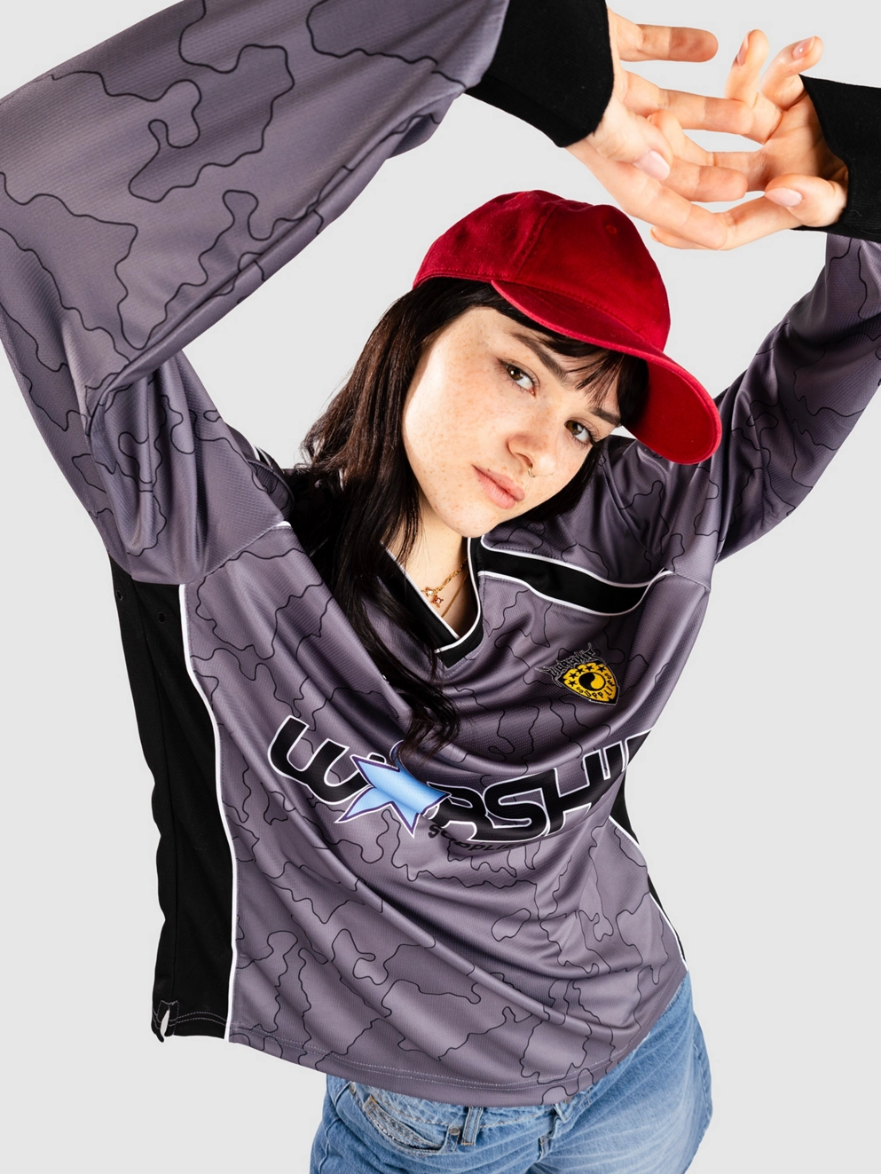 Worship Supplies Delirium Football Jersey Long Sleeve T-Shirt steel grey