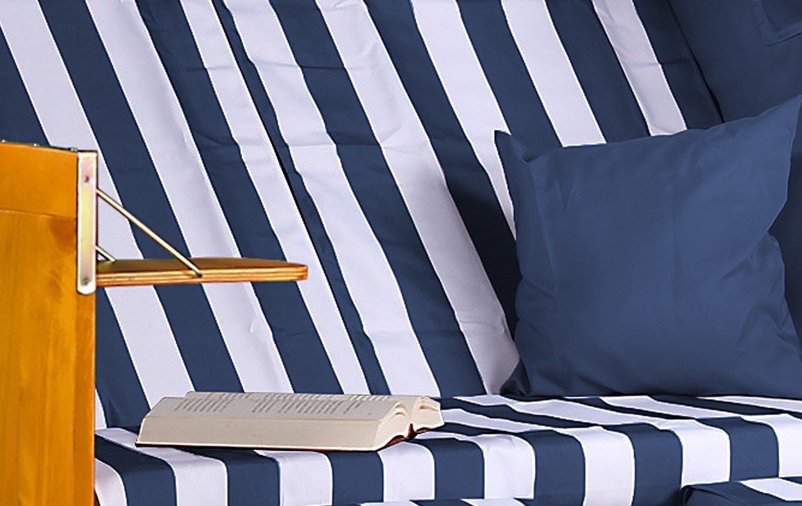 Baltic PE strandstoel, wit, blauw en wit design