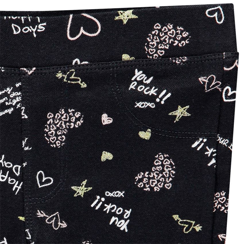 Jegging pour fille à imprimés fantaisie - Noir
