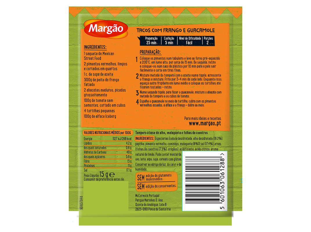 TEMPERO MARGÃO MEXICAN STREET FOOD SAQUETA 15G