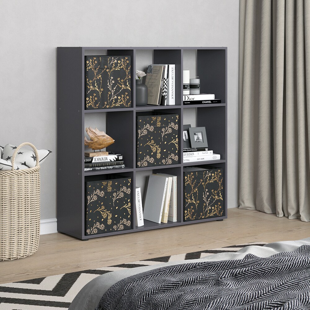 Vicco Raumteiler Würfelregal Standregal Nove Schwarz Faltbox Wohnzimmer Regal 104x108 cm modern Ablage 9 Fächer Dekoregal Ordnerregal Aufbewahrung