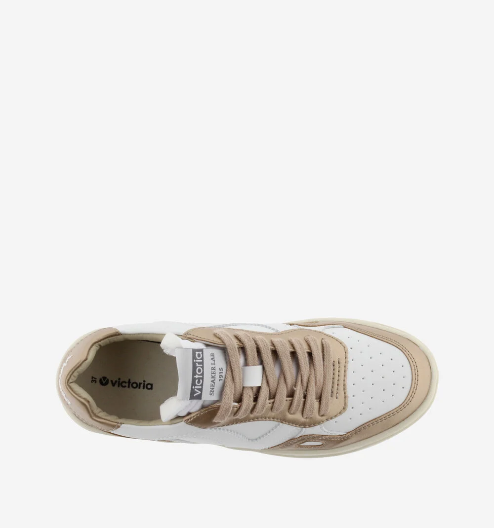 SEUL MÉTAL EFFET CUIR Baskets pour femmes métallisées NUDE