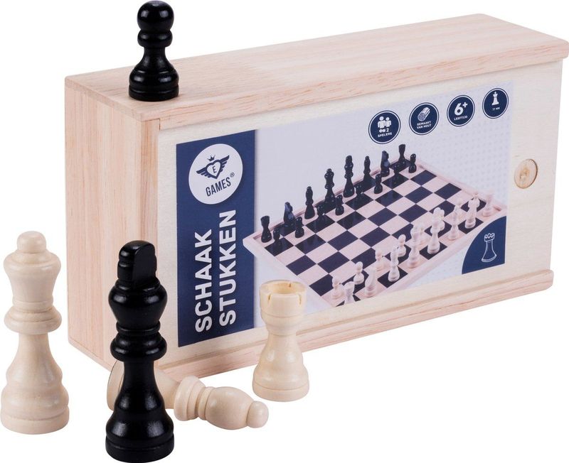 Longfield - Schaakstukken - Essenhout - Inclusief Kistje