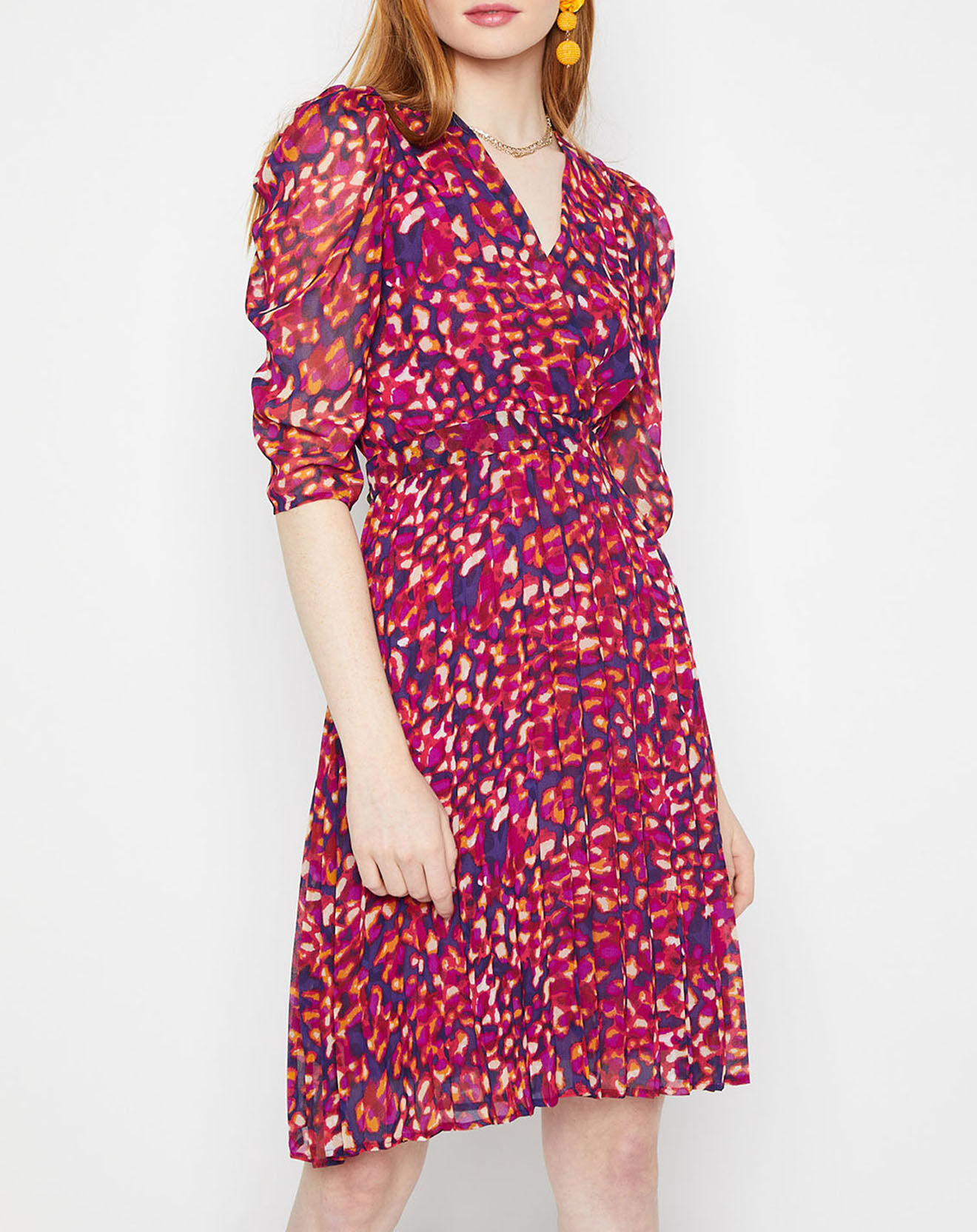 La Petite Etoile Robe en voile Yana léopard rose/violet